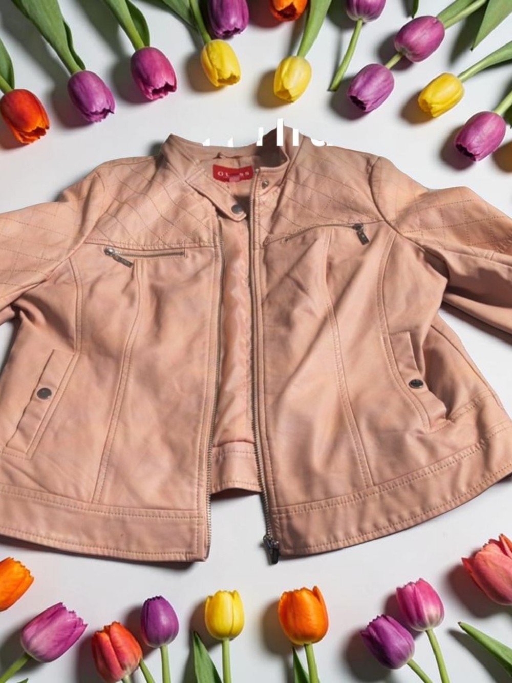 Guess Blush Pink Faux Leather Jacket